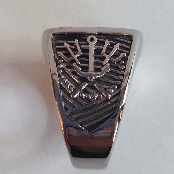 1082- Nautical Anchor Stainless Steel Men’s Ring Size 9 NWT - Picture 7 of 7